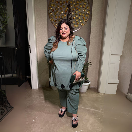 Co-ord Set with Lace Detailing – Imported Lycra Fabric (Sizes S to 10XL)