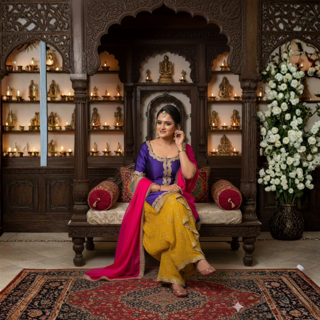 Silk Dhoti Suit with Embroidered Dhoti & Organza Dupatta | S–10XL | 10 Days