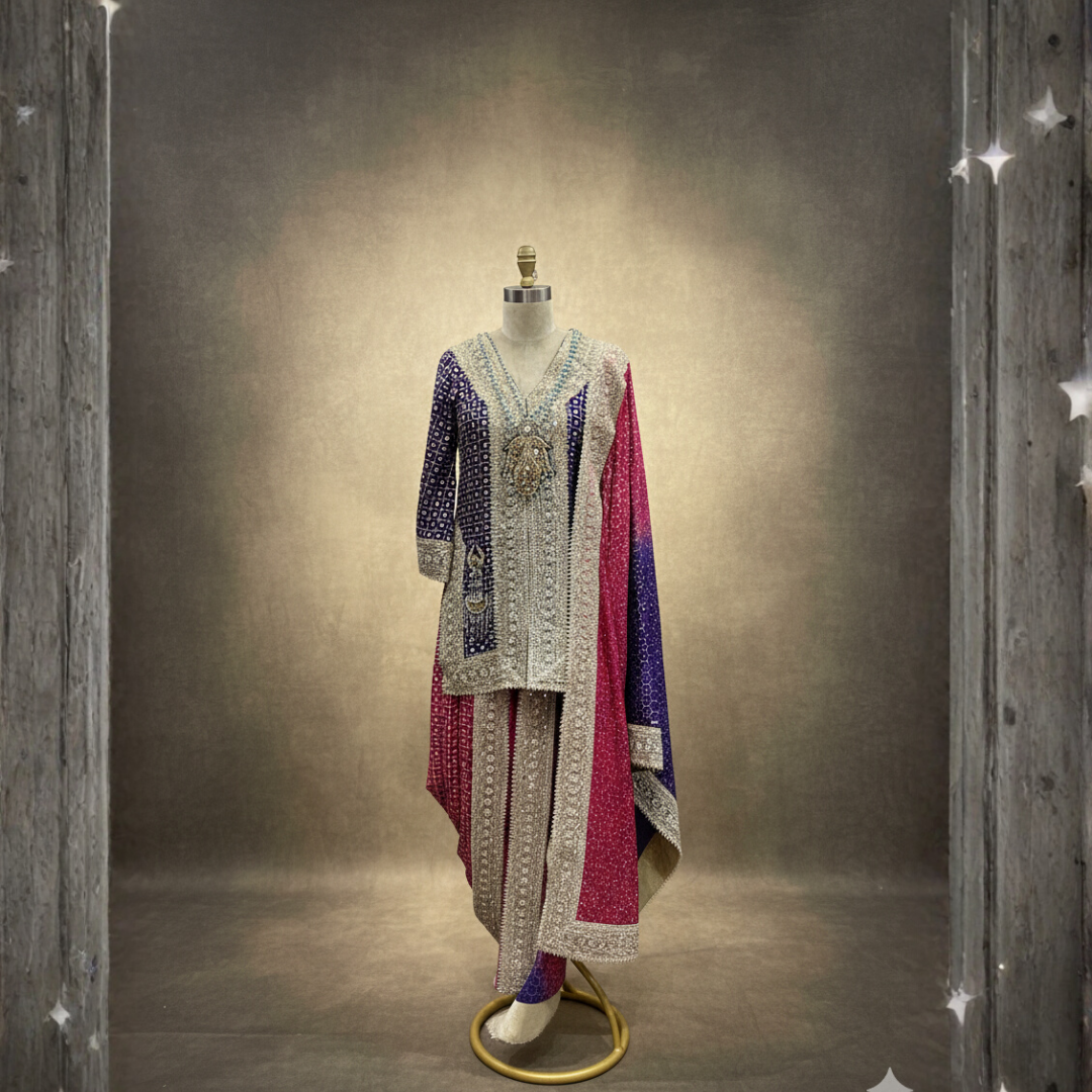 Handwork Dhoti Pant Suit with Heavy Laces | Embroidered Georgette | S–10XL