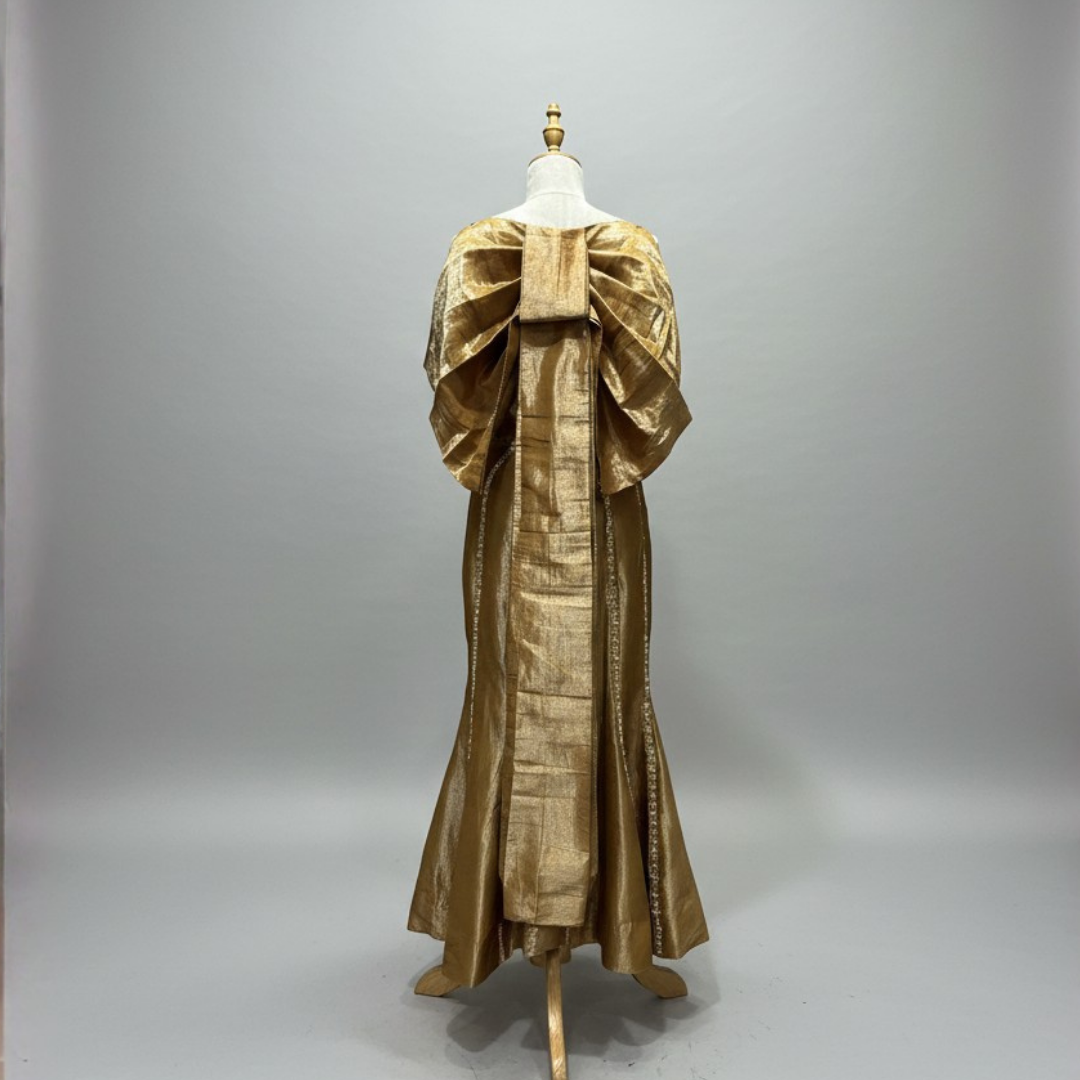 Shiny Georgette Sharara Set with Handwork Bow Jacket