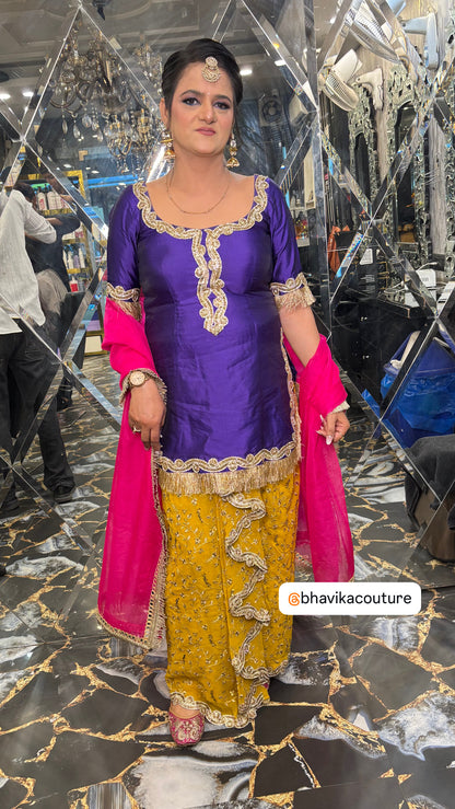 Silk Dhoti Suit with Embroidered Dhoti & Organza Dupatta | S–10XL | 10 Days