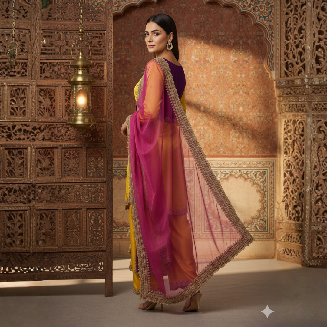 Premium Satin Dhoti Suit with Handwork & Heavy Organza Dupatta – S to 10XL