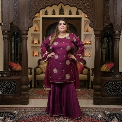 Imported Shiny Georgette Embroidered Garara Set