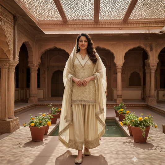 Georgette Zari Hand-Embroidered Farshi Salwar Suit | Custom Colors | S–10XL